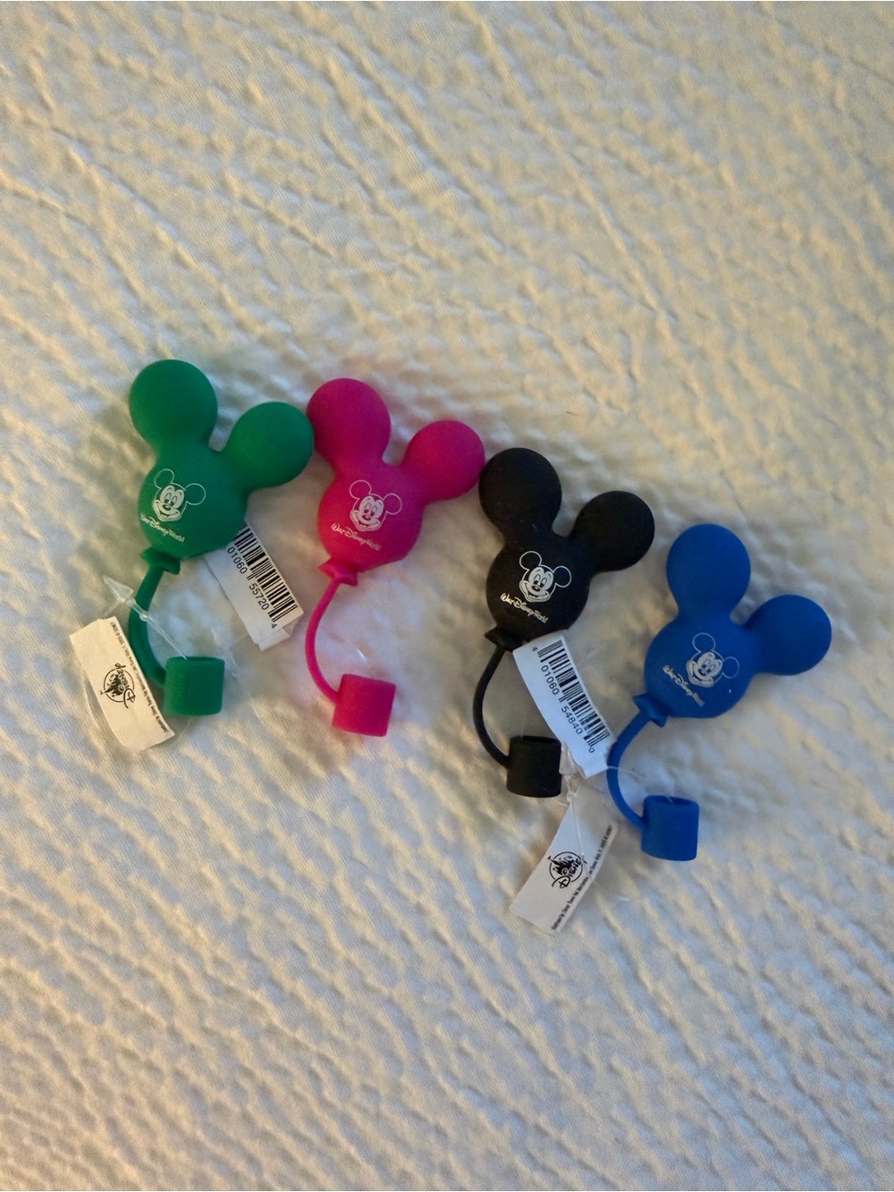 Disney Mickey Mouse balloon Silicone straw toppers Green, Pink, Black, Blue